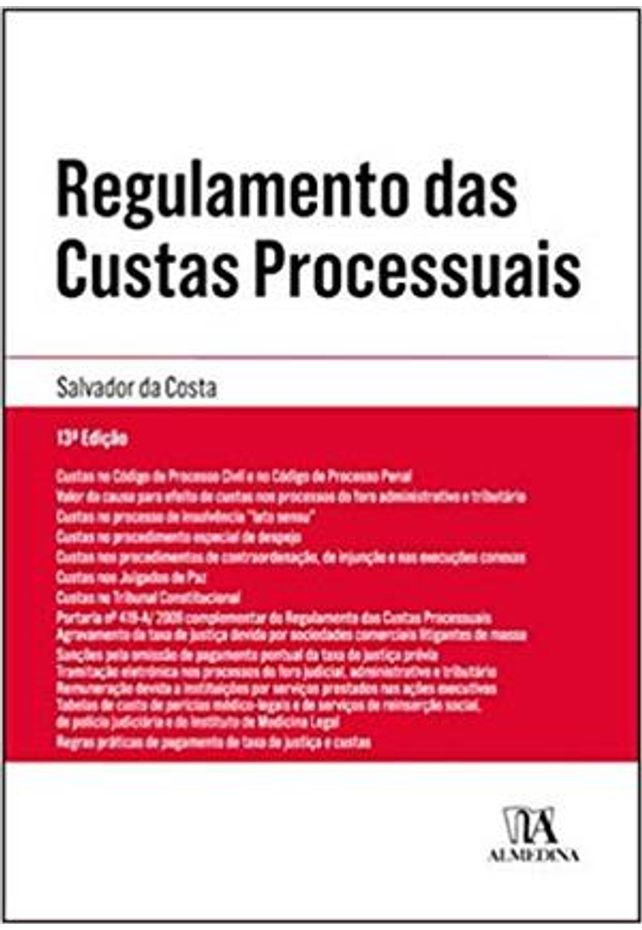 Regulamento Das Custas Processuais - Livraria Da Vila