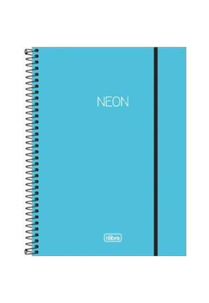 Caderno Espiral Universitario 1X10 - Neon Azul - 160 Folhas