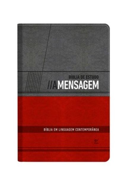 Bíblia de Estudo - a Mensagem - Capa Luxo - Cinza e Vermelho