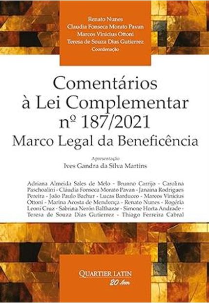 Comentários À Lei Complementar Nº 187/2021 - Marco Legal da Beneficência