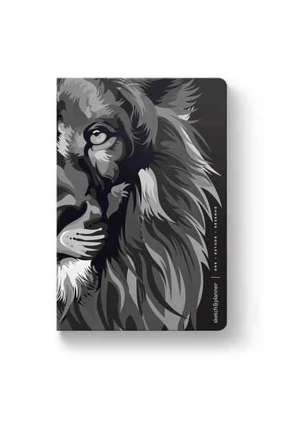 Sketch & Planner - Lion Colors Black & White: Ore, Estude, Desenhe