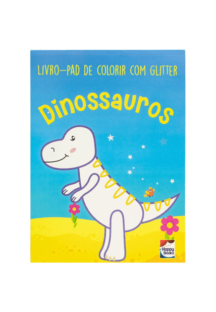 Livro-Pad de Colorir com Glitter: Dinossauros