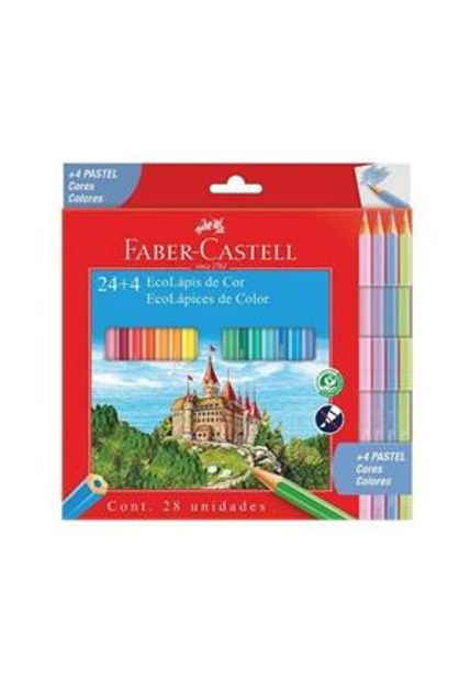 Ecolápis de Cor Faber-Castell Regular - 24+4 Cores Pastel